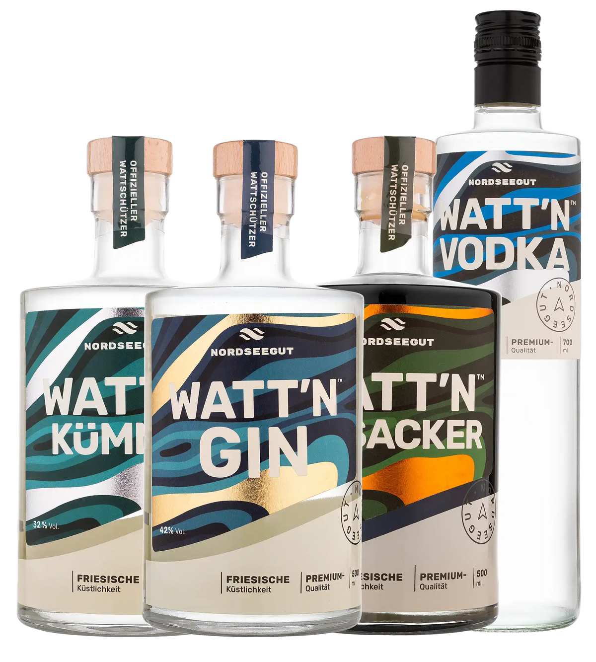 WATT’N KÜSTE – Gin, Kümmel, Absacker & Vodka im Set